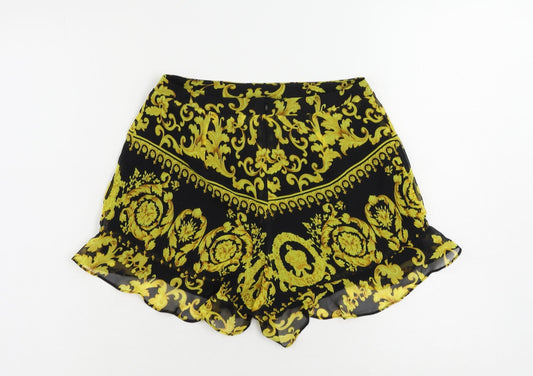 Love & Other Things Womens Black Paisley Polyester Basic Shorts Size S L3 in Regular Zip