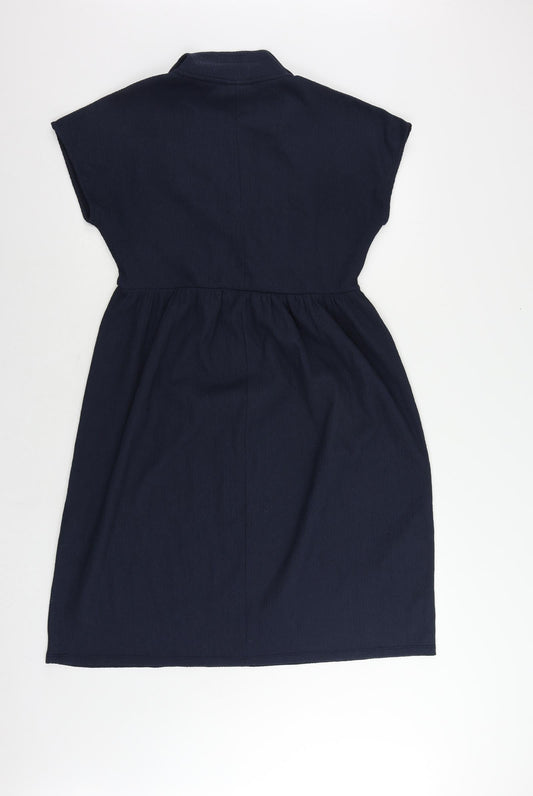 Mamalicious Womens Blue Polyester A-Line Size M Collared Pullover