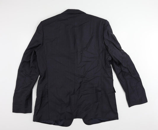Marks and Spencer Mens Grey Striped Polyester Jacket Suit Jacket Size 46 Regular