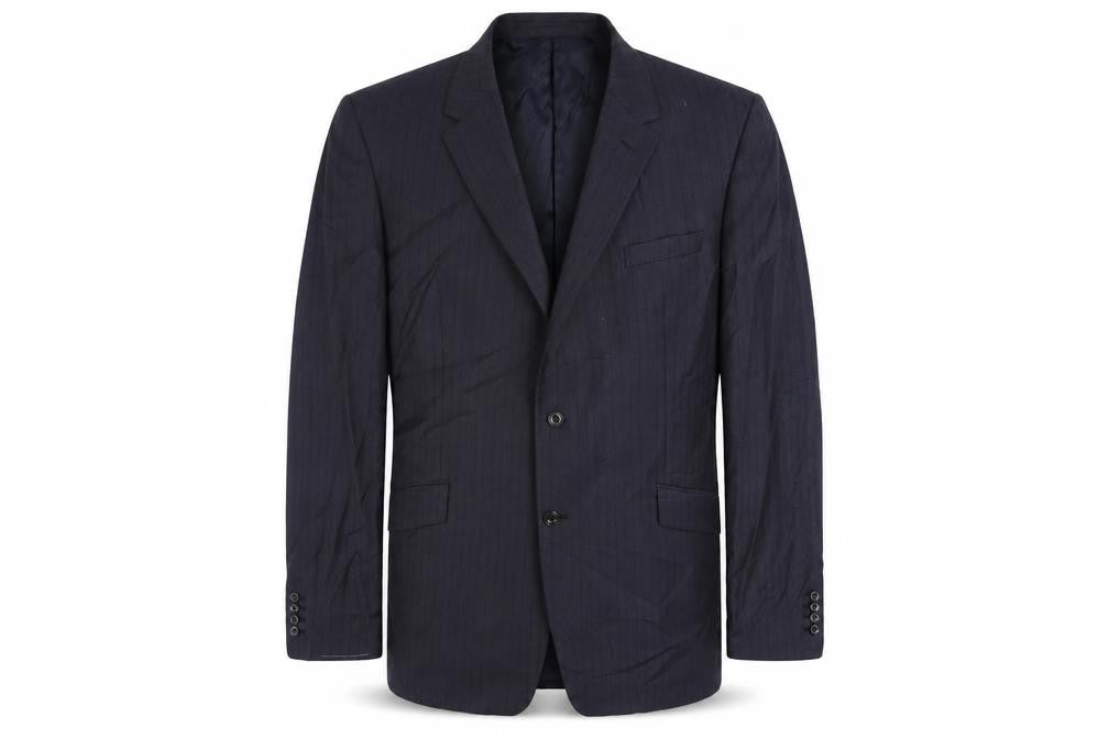 Marks and Spencer Mens Blue Striped Polyester Jacket Suit Jacket Size 48 Regular