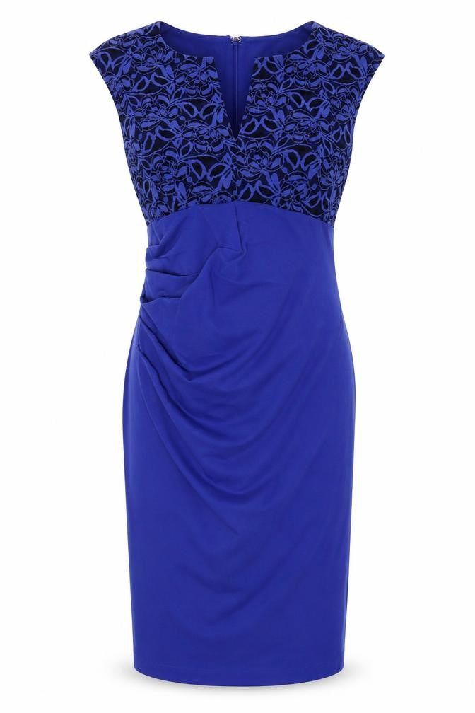 Izabel London Womens Blue Viscose Pencil Dress Size 10 V-Neck Zip - Ruched
