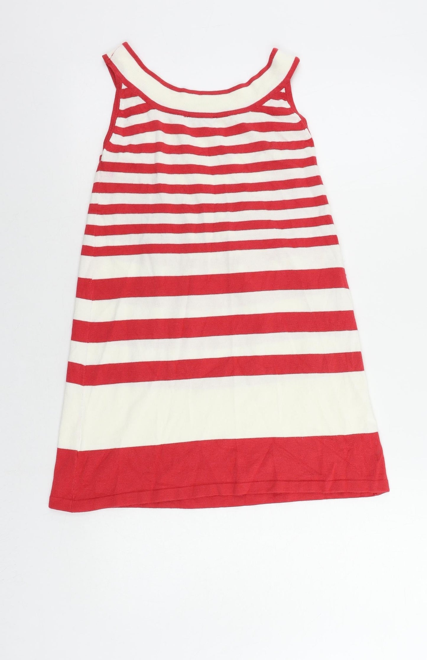 Zingara Womens Red Striped Viscose Basic Tank Size 10 Scoop Neck