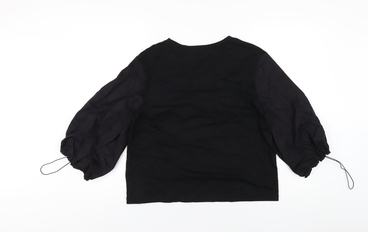 Warehouse Womens Black Cotton Basic T-Shirt Size M Round Neck