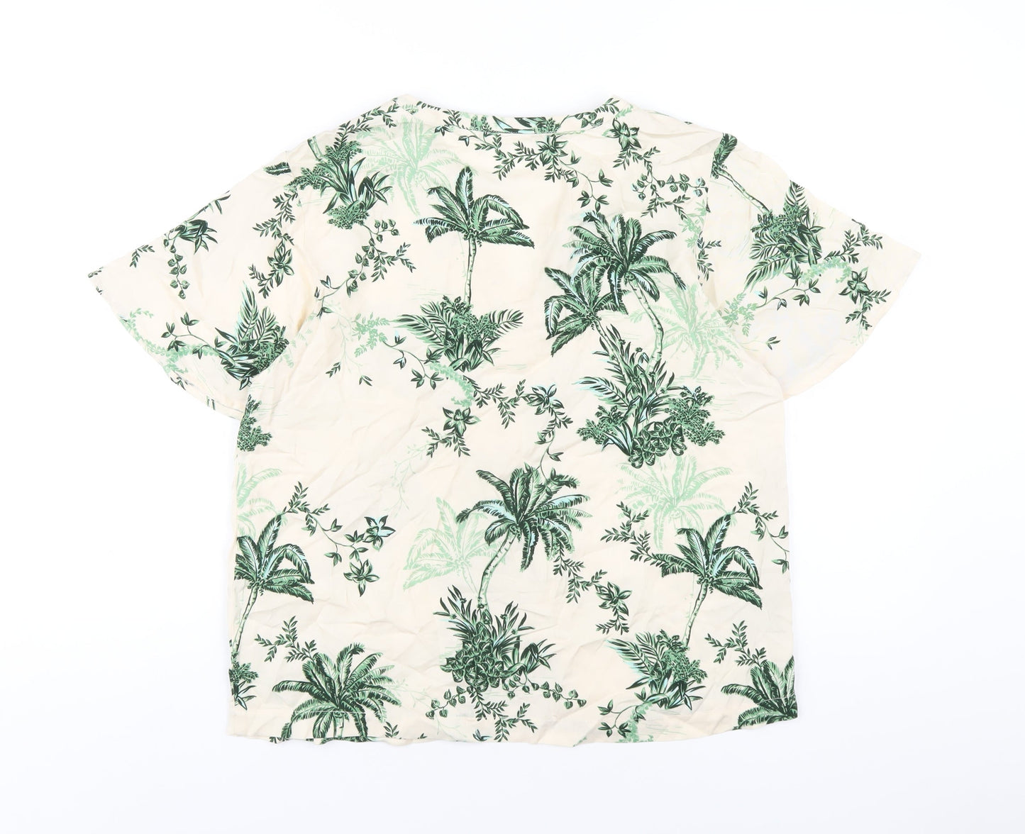 Saint Tropez Clothing Womens Ivory Floral Viscose Basic T-Shirt Size S V-Neck
