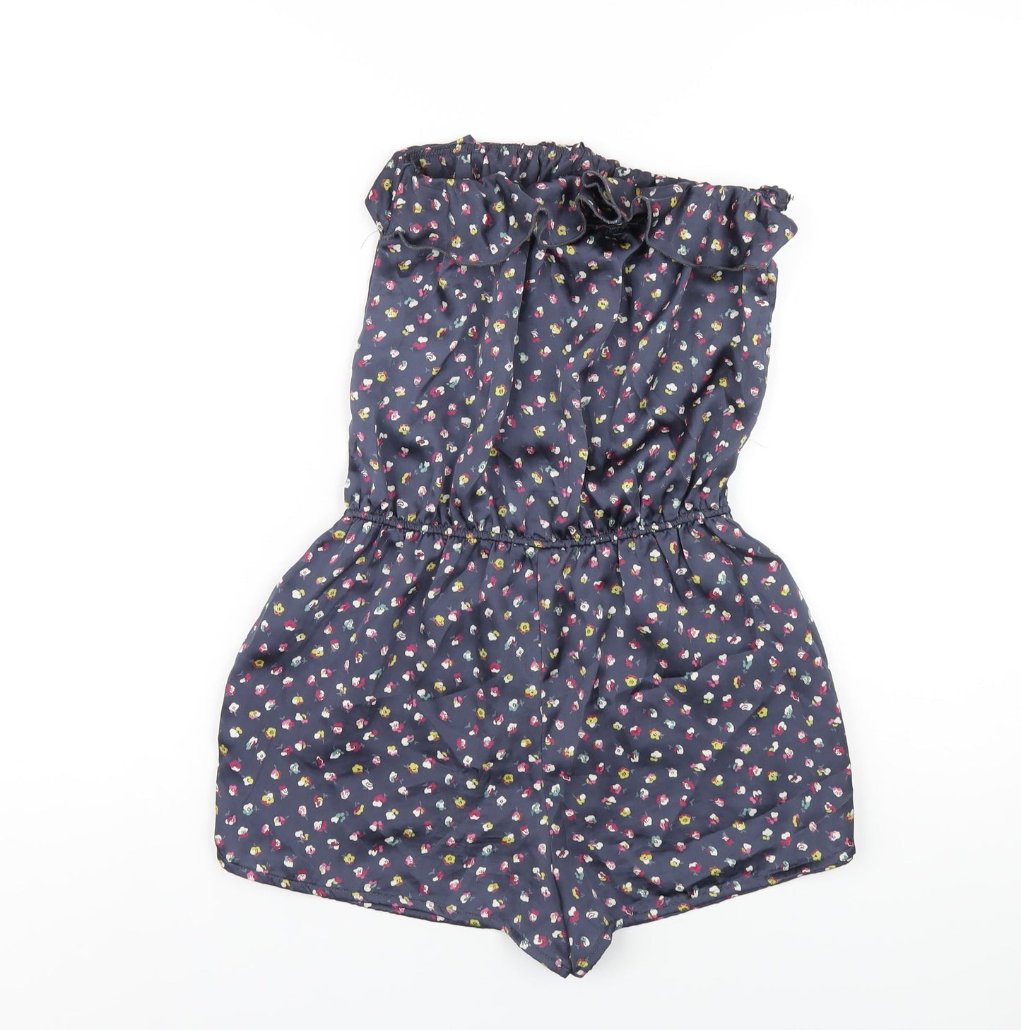 FOREVER 21 Womens Blue Floral Polyester Playsuit One-Piece Size M Pullover