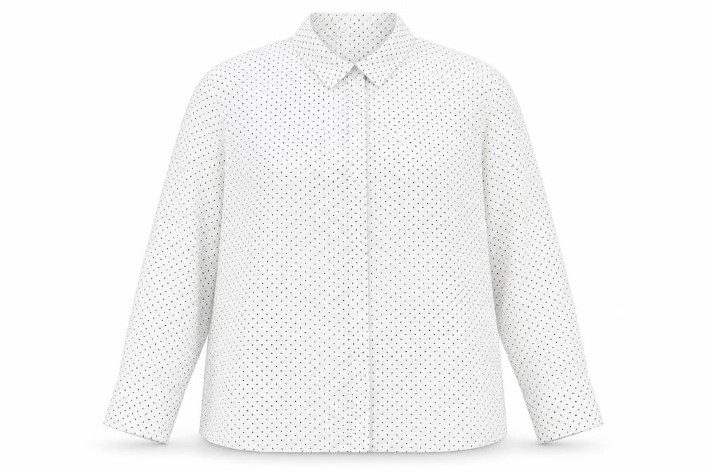 Classics Womens White Polka Dot Polyester Basic Button-Up Size 24 Collared
