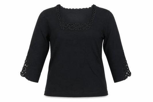 Womens UK Size 10 Alex & Co Black Viscose T-Shirt
