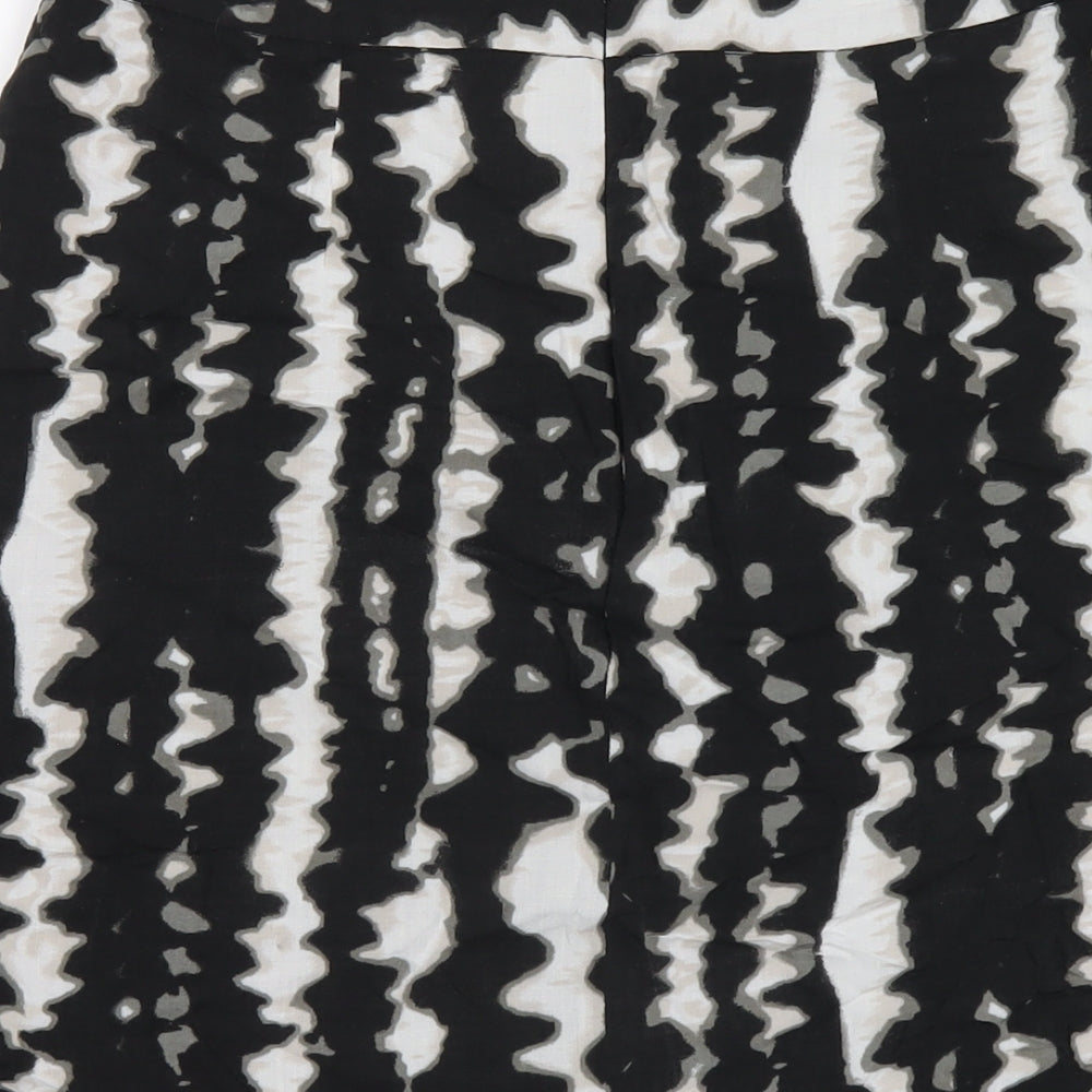 Monsoon Womens Black Geometric Viscose A-Line Skirt Size 10 Zip