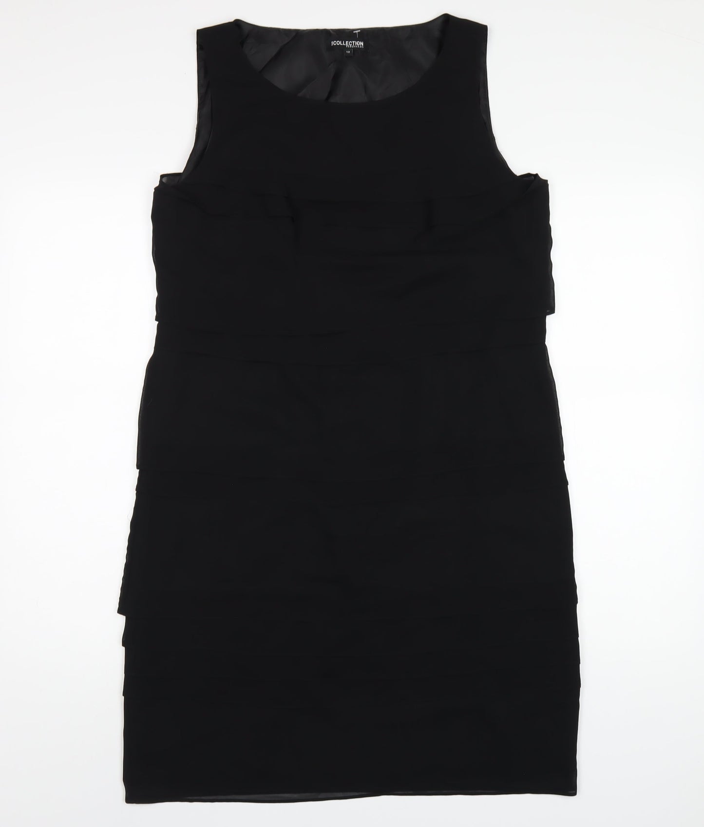 Debenhams Womens Black Polyester A-Line Size 12 Round Neck Zip