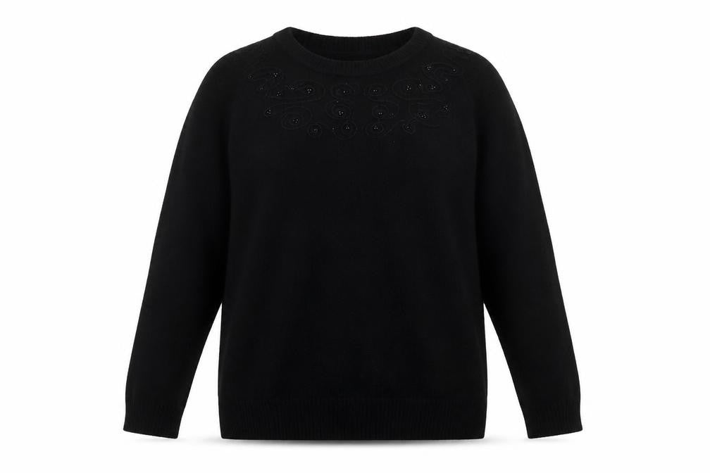 Fenix Trading Womens Black Round Neck Acrylic Pullover Jumper Size XL