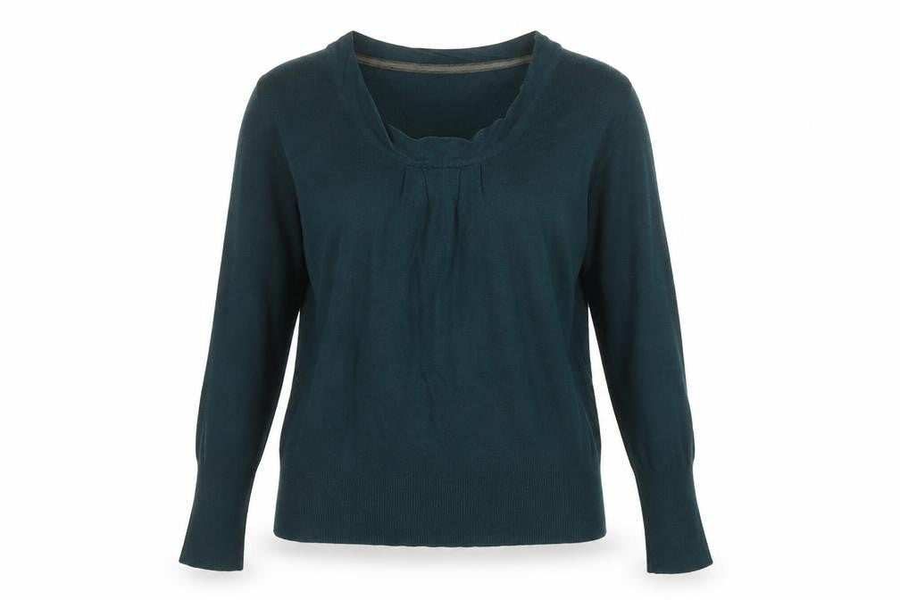 Marks and Spencer Womens Green Round Neck Viscose Pullover Jumper Size 14