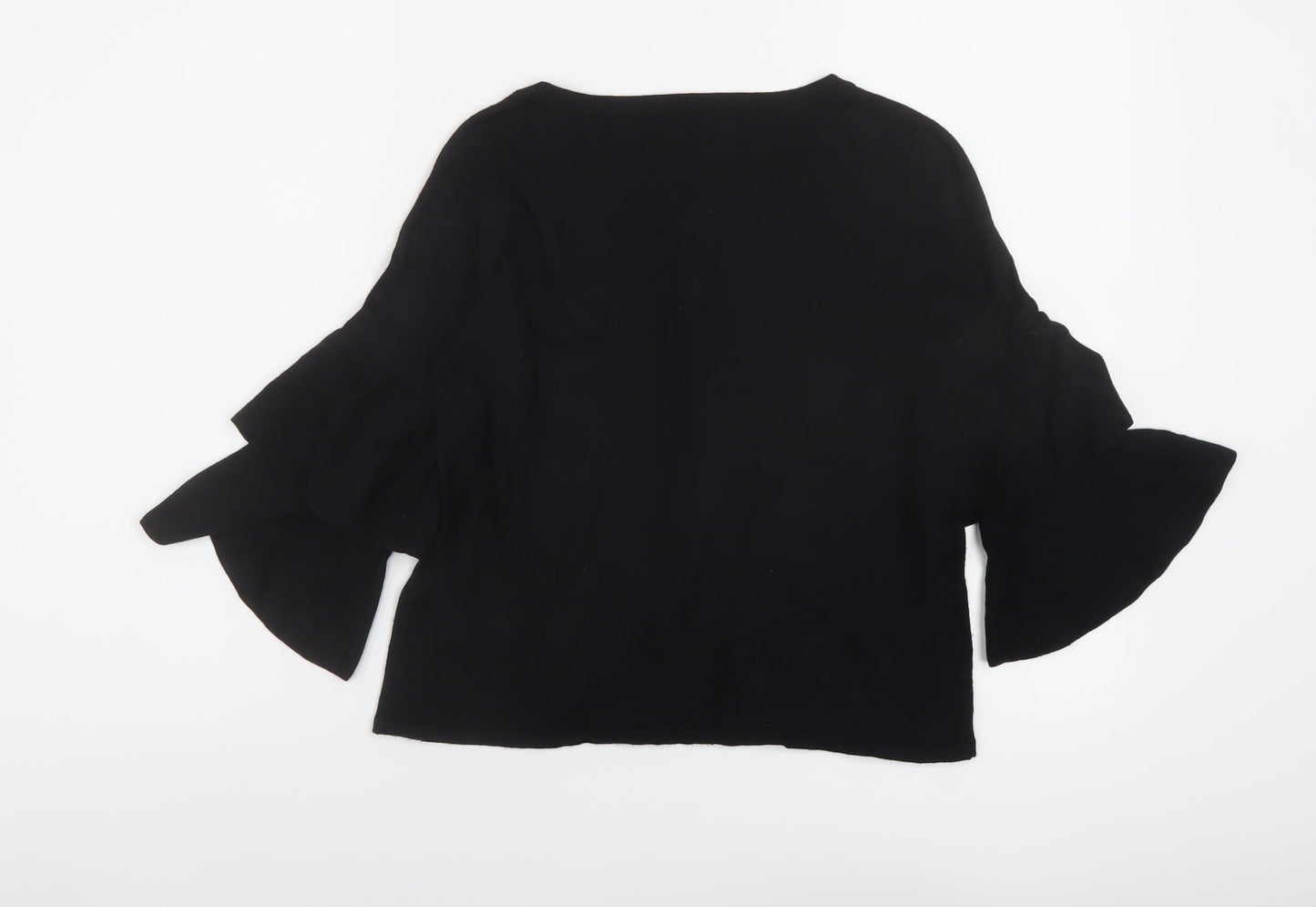 Marks and Spencer Womens Black Boat Neck Viscose Pullover Jumper Size 10