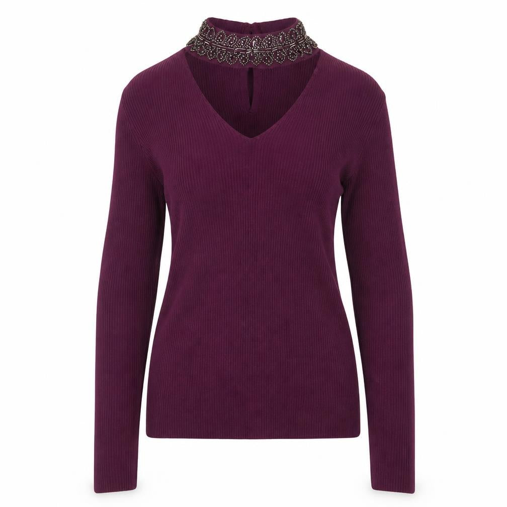 Oasis Womens Purple Mock Neck Viscose Pullover Jumper Size XS