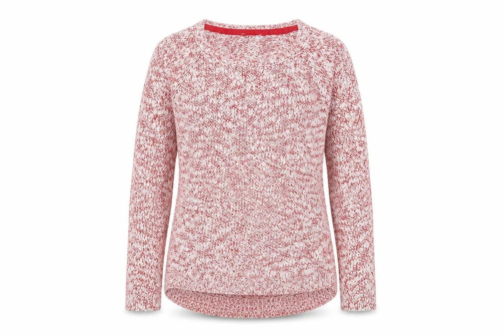 Front view of Wallius women’s red round neck cotton jumper, size S