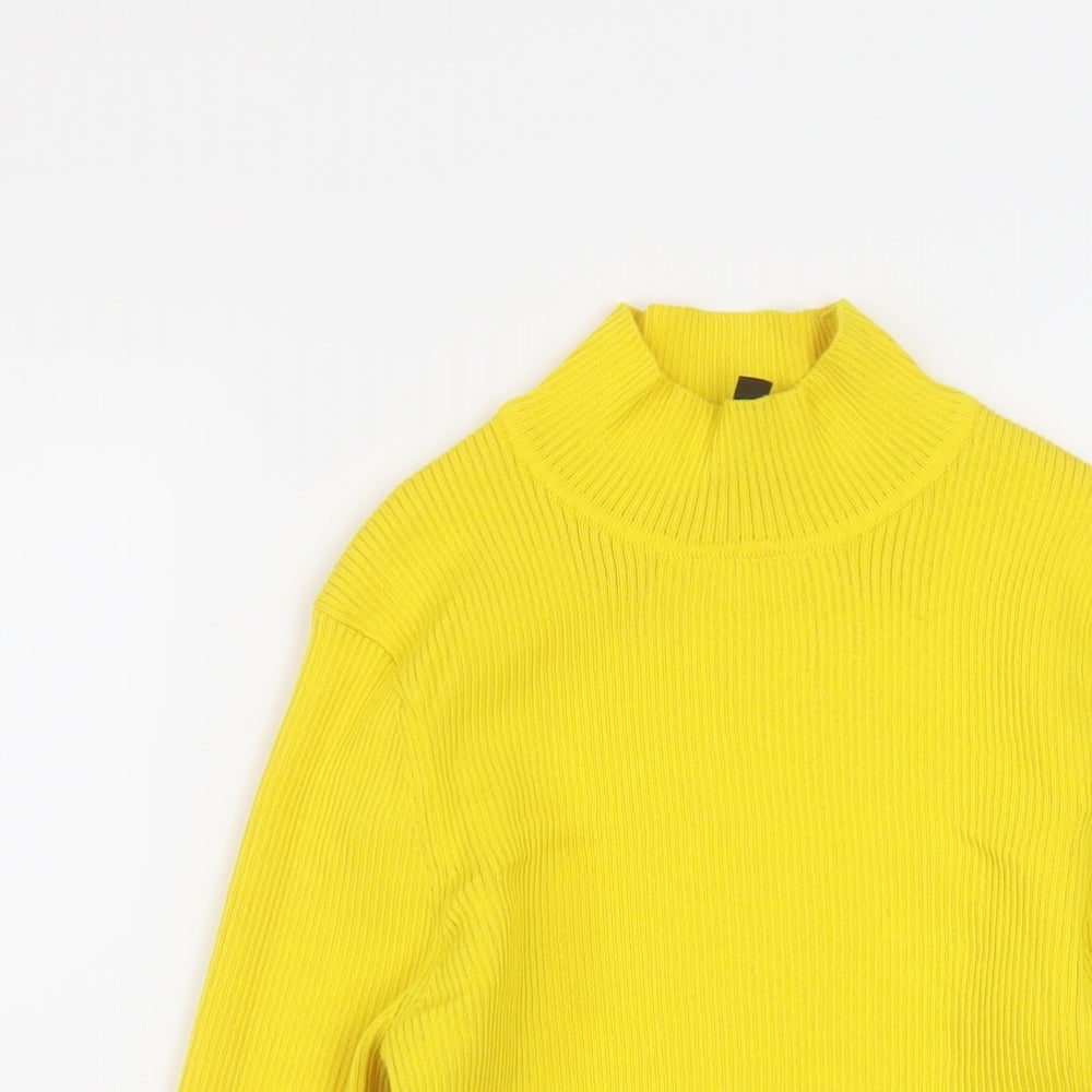H&M Womens Yellow Mock Neck Polyester Pullover Jumper Size M