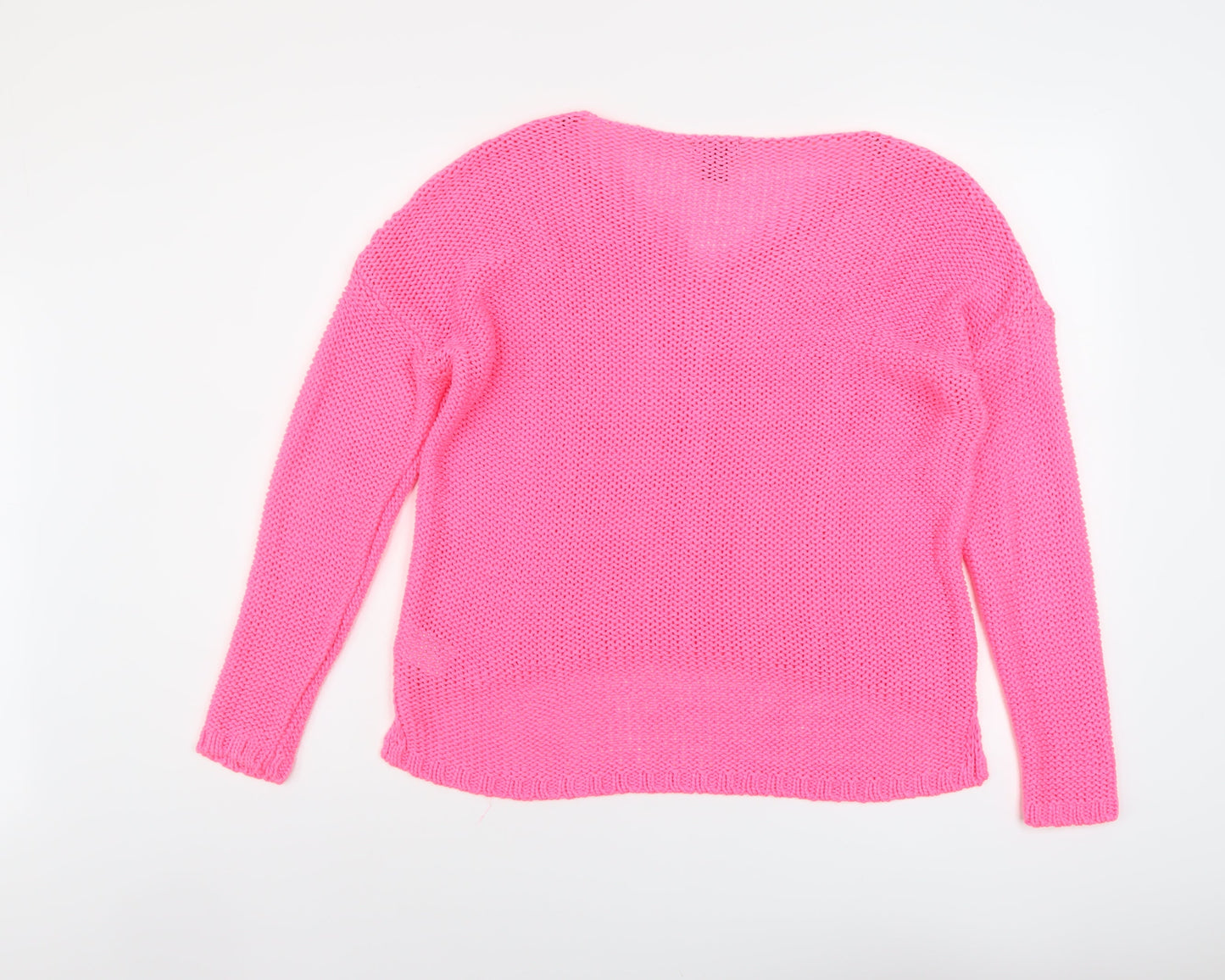 H&M Womens Pink V-Neck Acrylic Pullover Jumper Size S