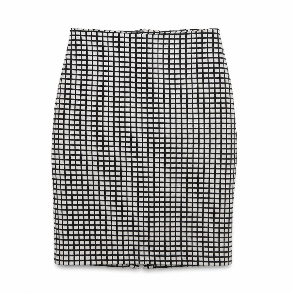 Soaked Womens Black Check Cotton Straight & Pencil Skirt Size S Zip