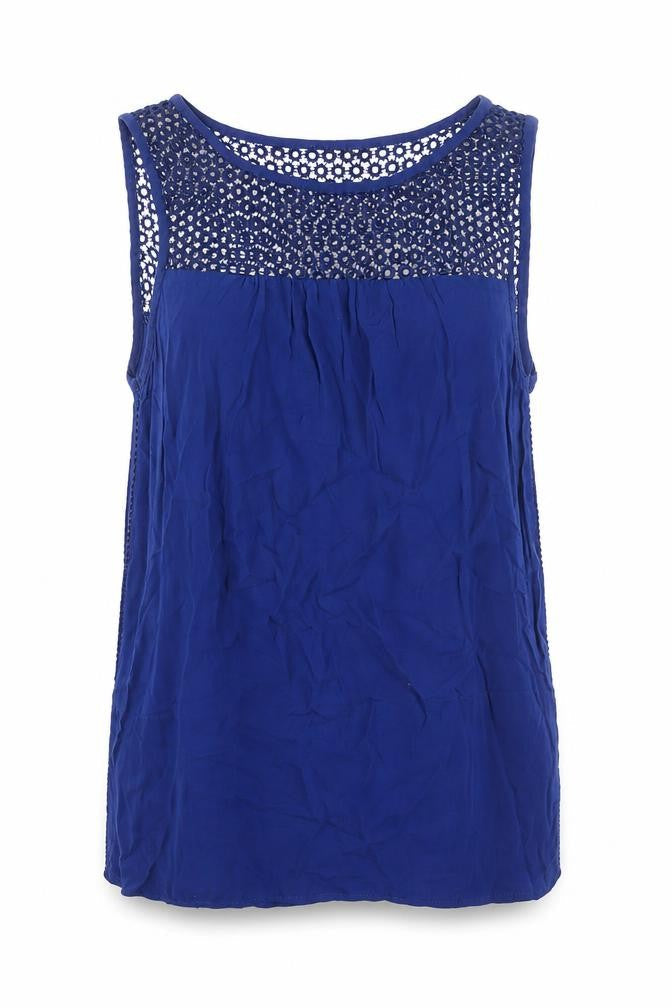 Zara Womens Blue Polyester Camisole Blouse Size XS Round Neck - Lace Detail