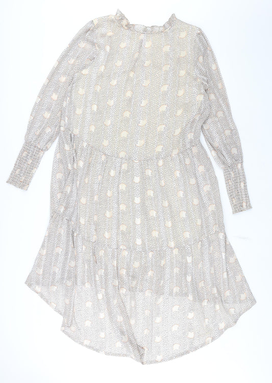 CULTURE Womens Beige Geometric Polyester Shift Size M V-Neck Pullover
