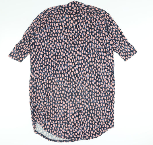 Monki Womens Multicoloured Geometric Viscose Shift Size S Mock Neck Pullover