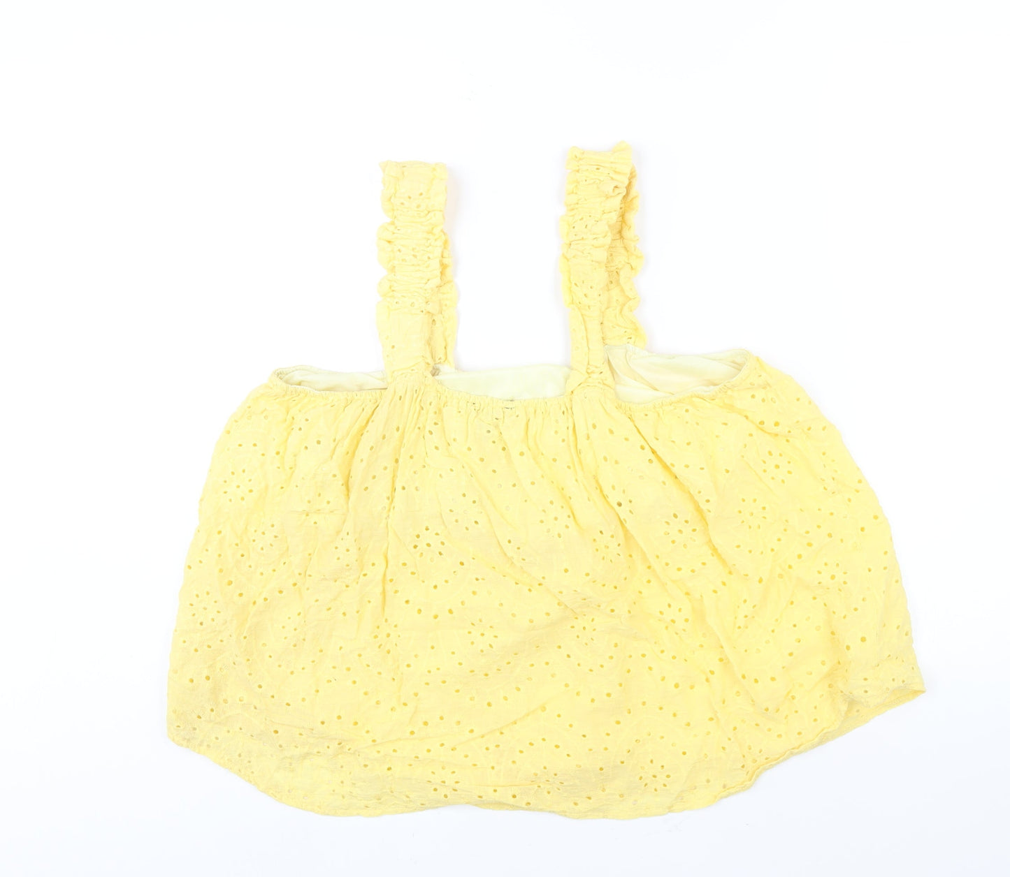 New Look Womens Yellow Cotton Camisole Blouse Size 12 Square Neck