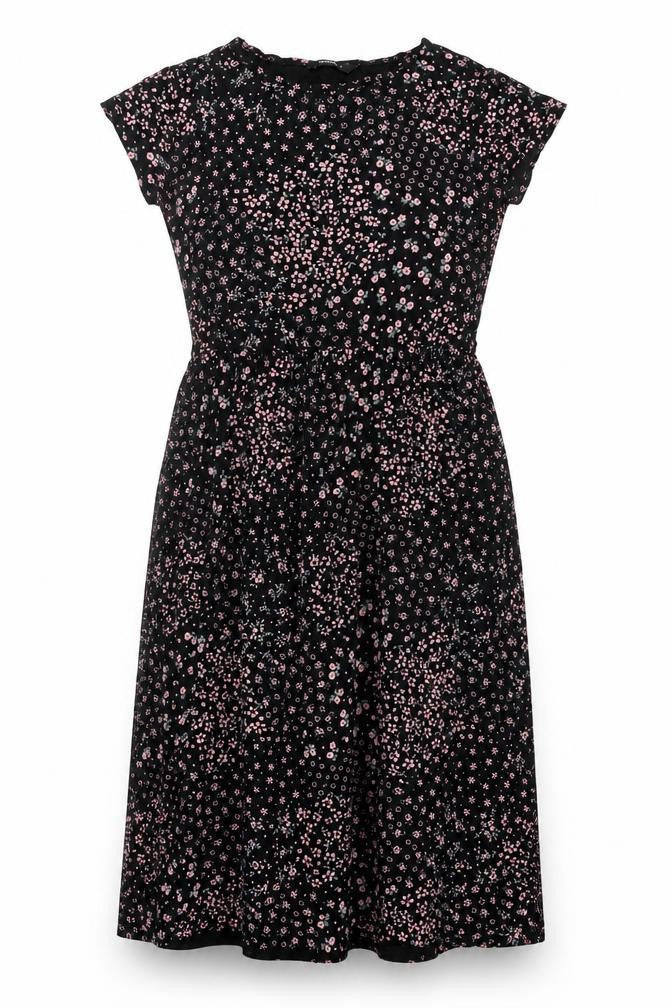 Roman Womens Black Floral Viscose A-Line Size 12 Round Neck Pullover
