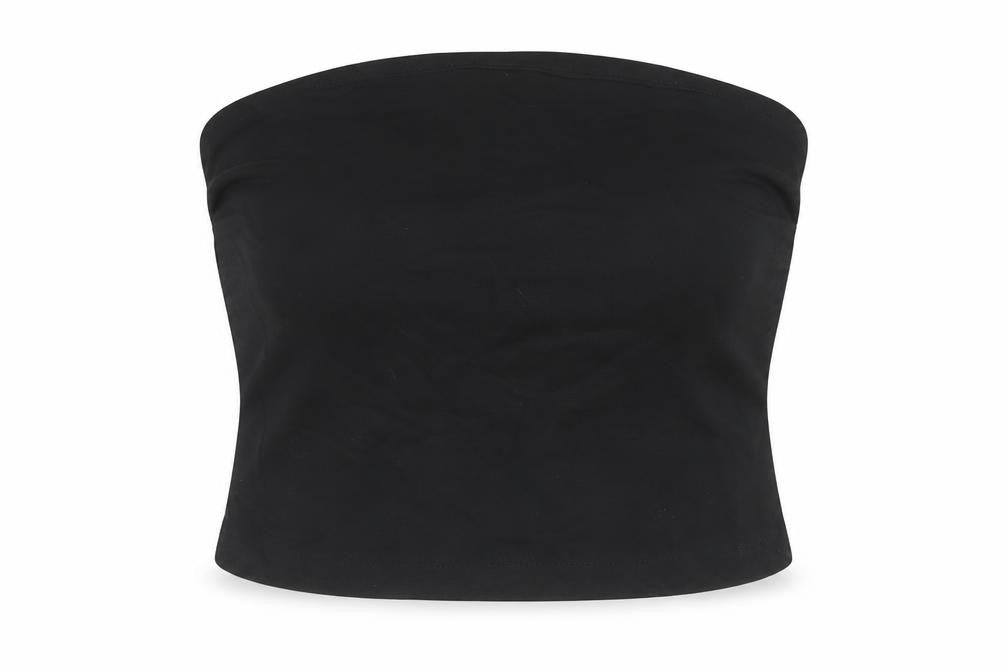 Zara Womens Black Cotton Cropped Blouse Size S Square Neck
