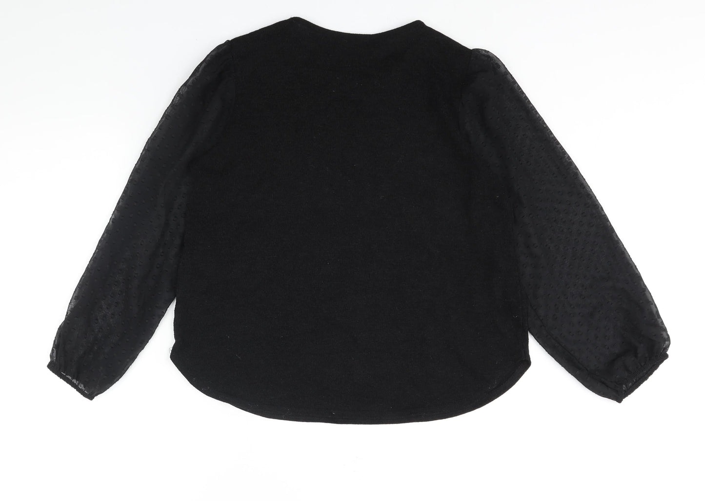 Quiz Womens Black Round Neck Polyester Pullover Jumper Size 18 - Semi Sheer Sleeves
