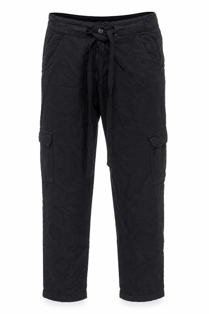 Saint Tropez Clothing Womens Black Cotton Trousers Size M L30 in Regular Zip - Belted