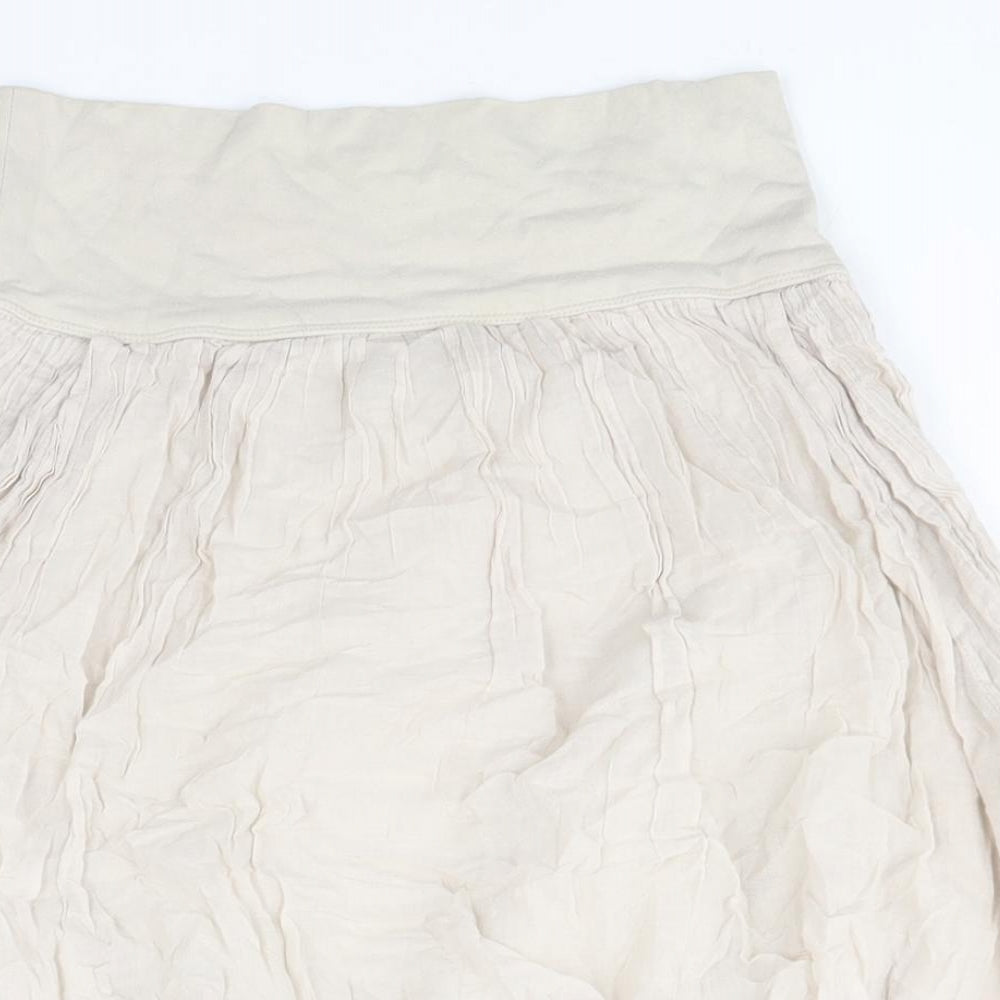 Zara Womens Beige Polyester A-Line Skirt Size S - Mushroom