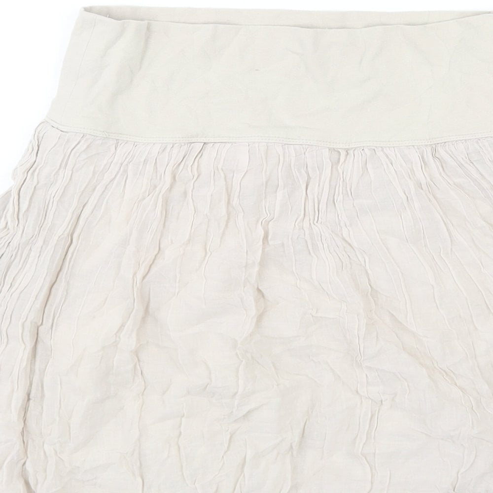 Zara Womens Beige Polyester A-Line Skirt Size S - Mushroom