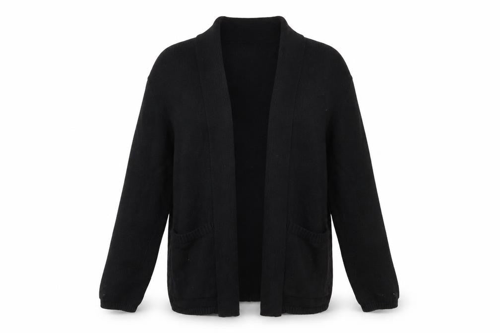 H&M Girls Black V-Neck Cotton Cardigan Jumper Size 12-13 Years Pullover - Open
