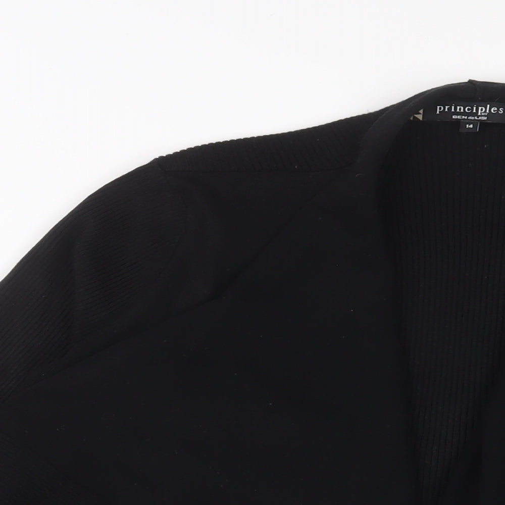 Principles Womens Black V-Neck Acrylic Cardigan Jumper Size 14 - Open
