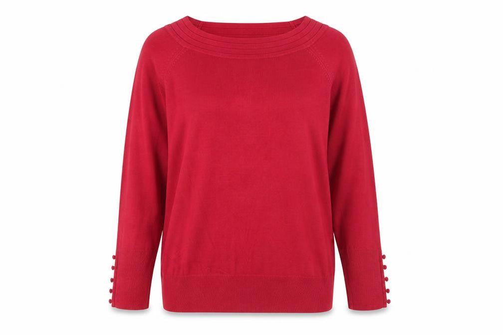 Marks and Spencer Womens Pink Boat Neck Acrylic Pullover Jumper Size M - Buttons
