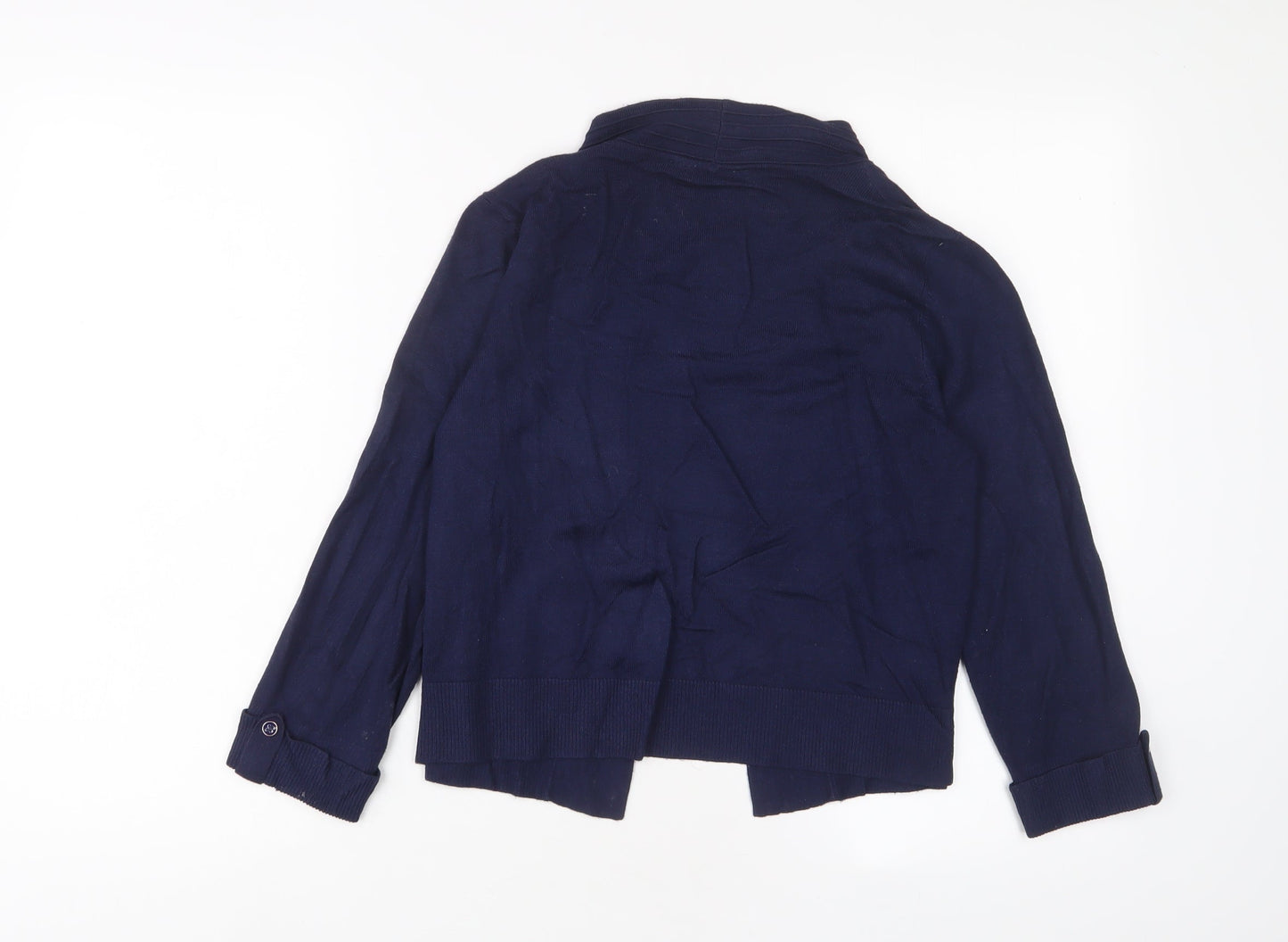 BHS Womens Blue V-Neck Viscose Cardigan Jumper Size 12 - Open
