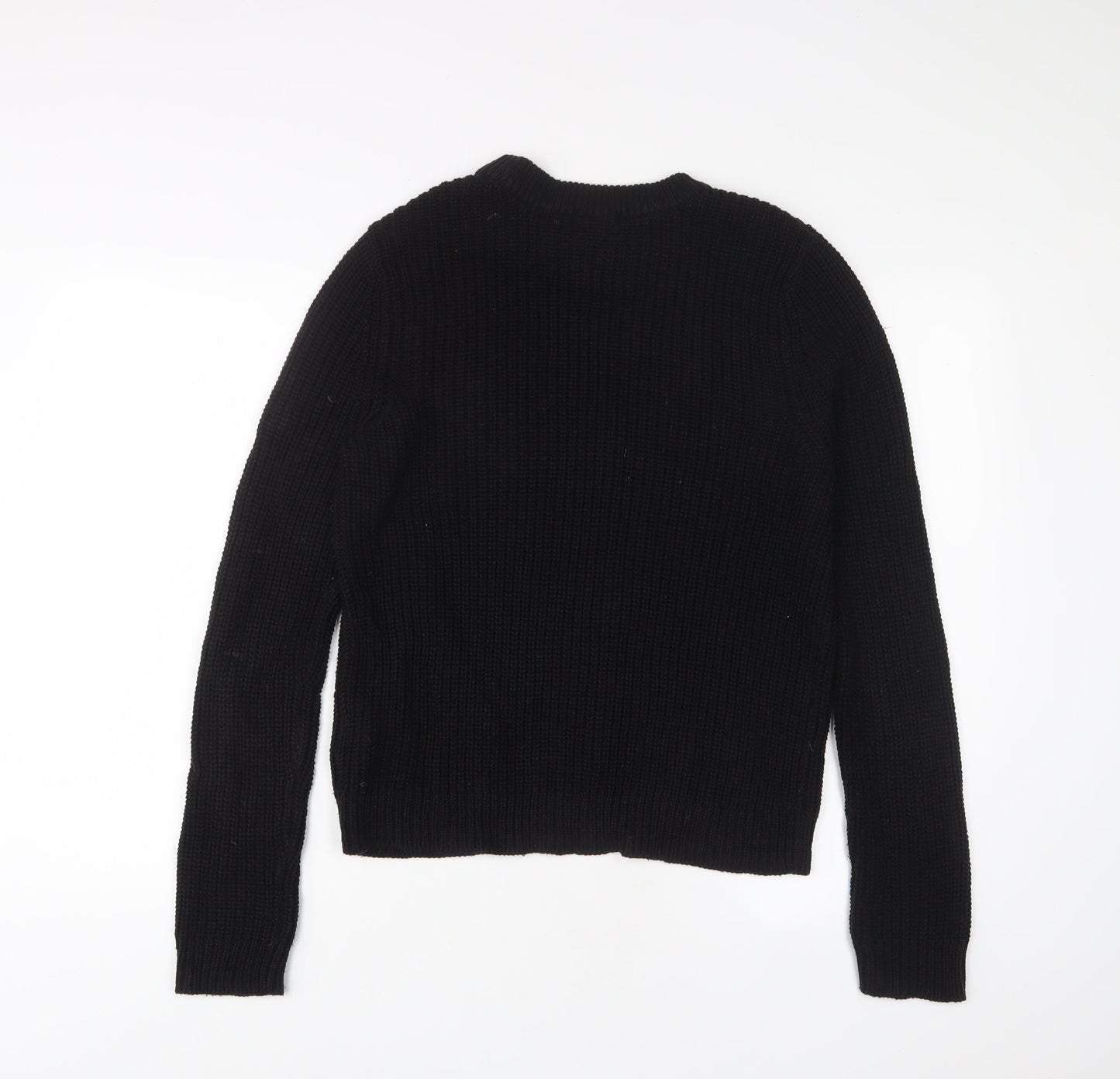 H&M Womens Black Crew Neck Acrylic Pullover Jumper Size M