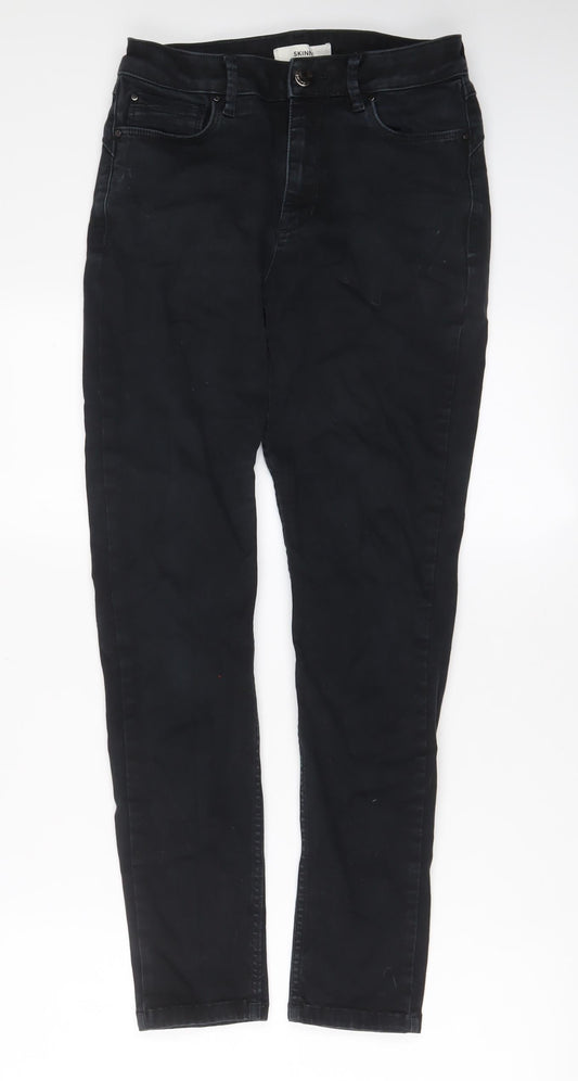 Marks and Spencer Womens Black Cotton Skinny Jeans Size 10 L28 in Regular Zip