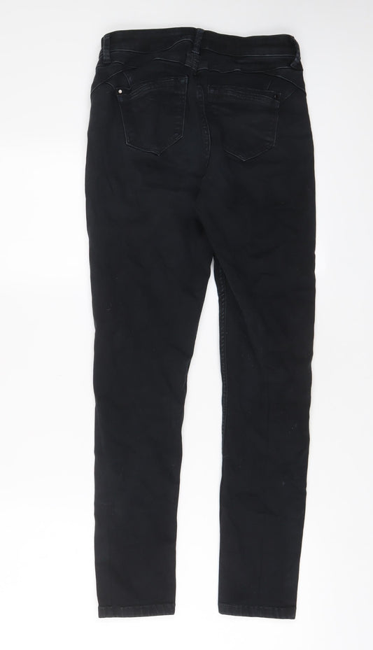Marks and Spencer Womens Black Cotton Skinny Jeans Size 10 L28 in Regular Zip