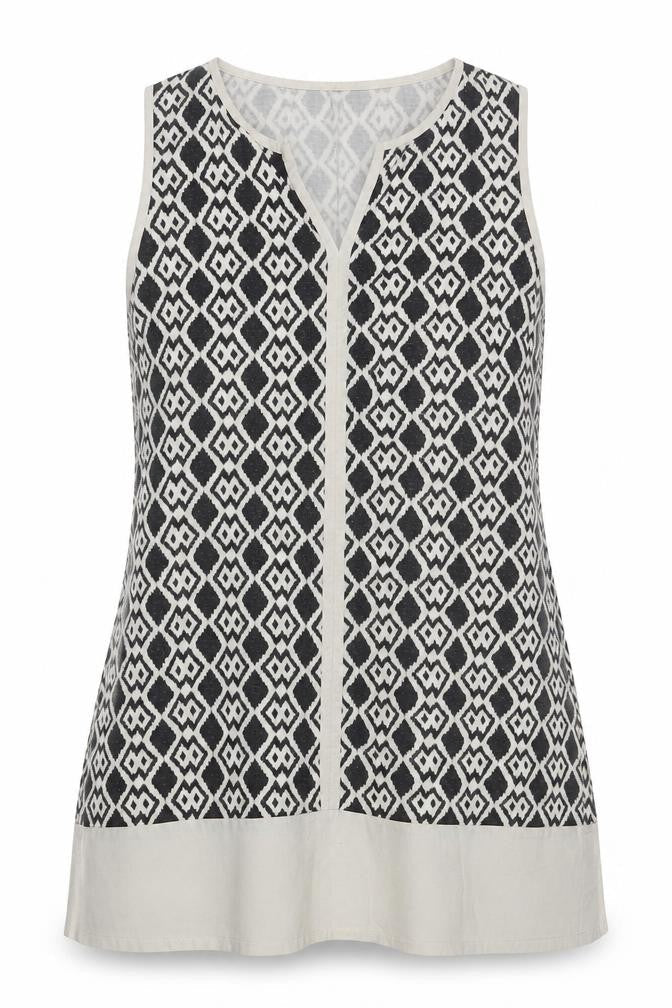 Kaleidoscope Womens Multicoloured Geometric Cotton Tunic Tank Size 14 V-Neck
