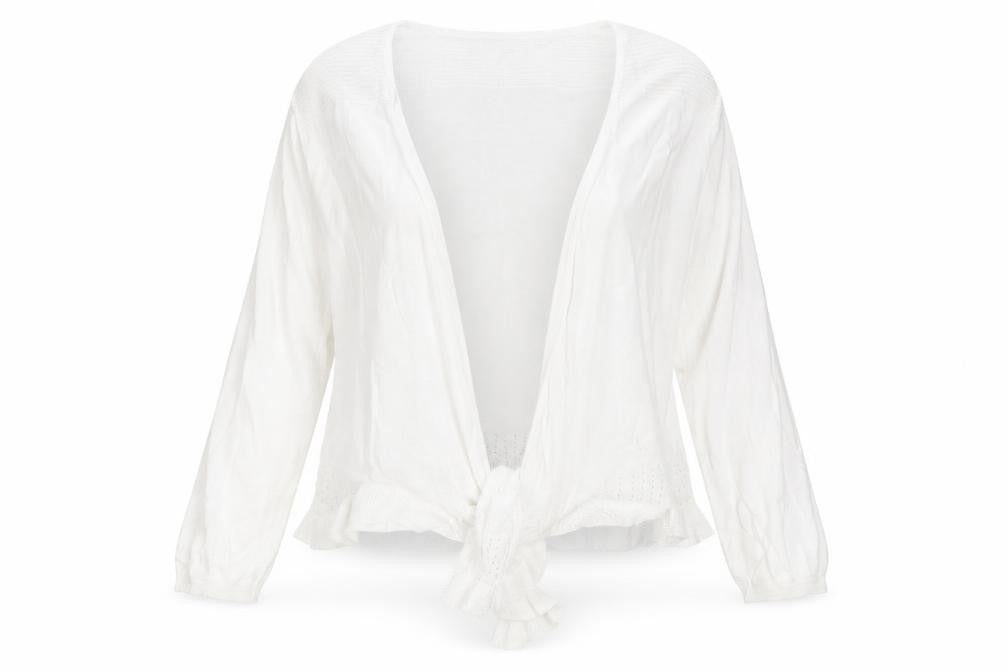 Bonmarché Womens White V-Neck Viscose Cape Jumper Size S