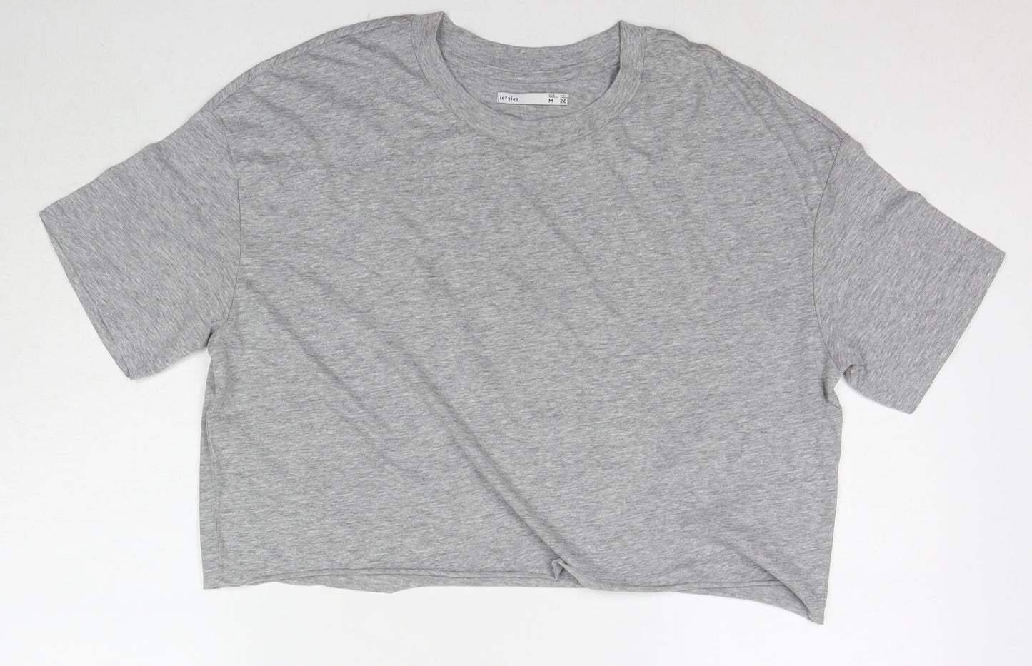 Lefties Womens Grey Polyester Cropped T-Shirt Size M Round Neck
