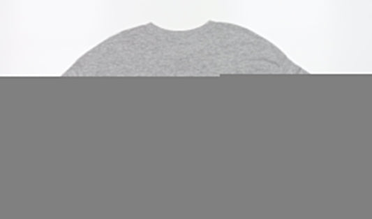 Lefties Womens Grey Polyester Cropped T-Shirt Size M Round Neck