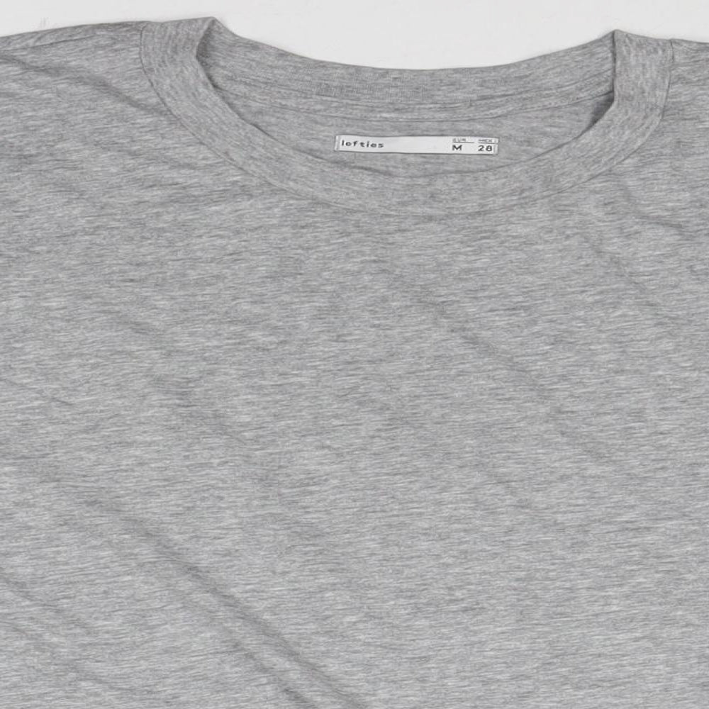 Lefties Womens Grey Polyester Cropped T-Shirt Size M Round Neck