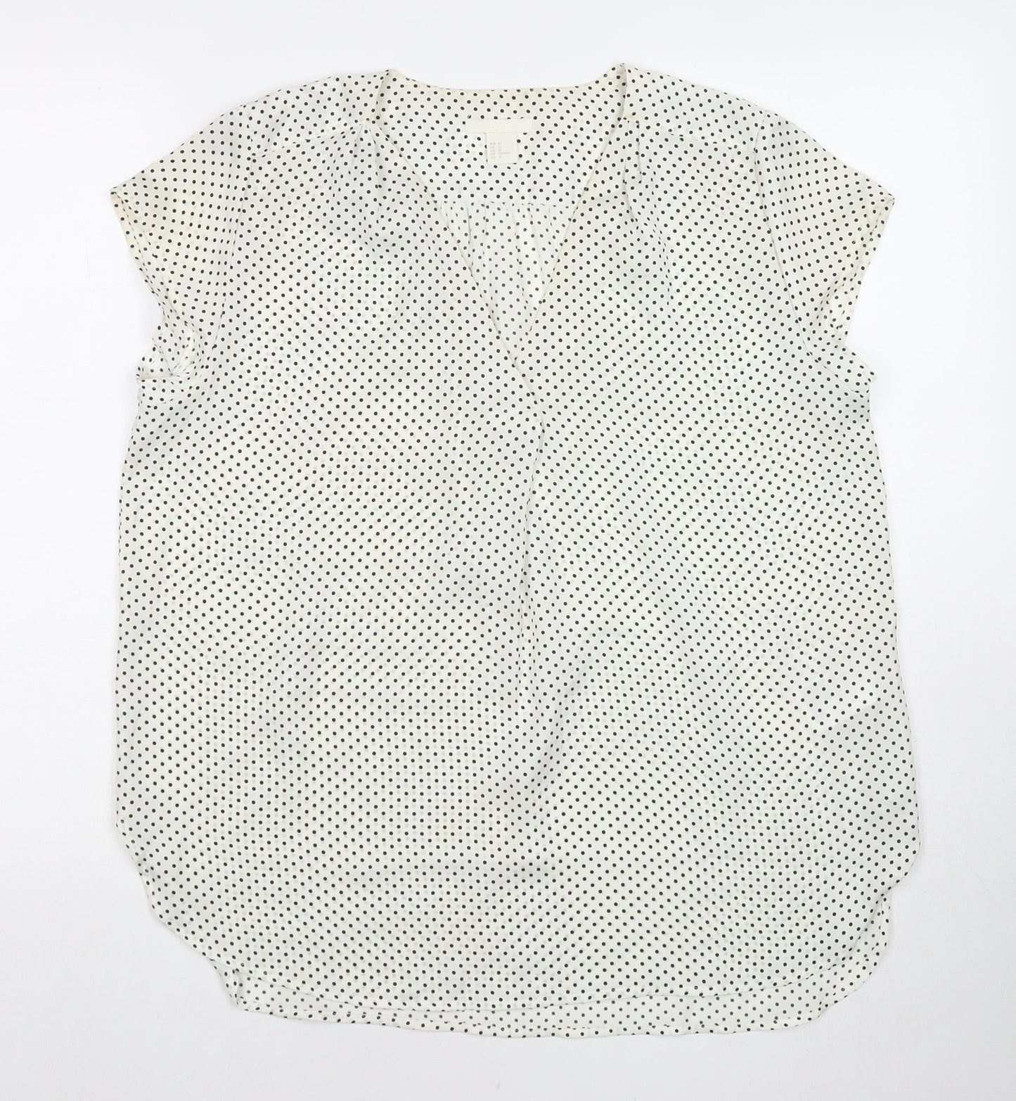 Marks and Spencer Womens White Polka Dot Polyester Basic Blouse Size 12 Round Neck