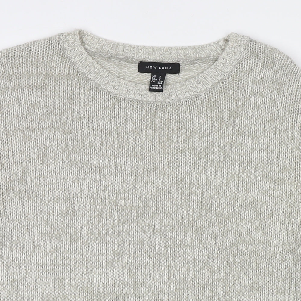 New Look Womens Beige Round Neck Acrylic Pullover Jumper Size S