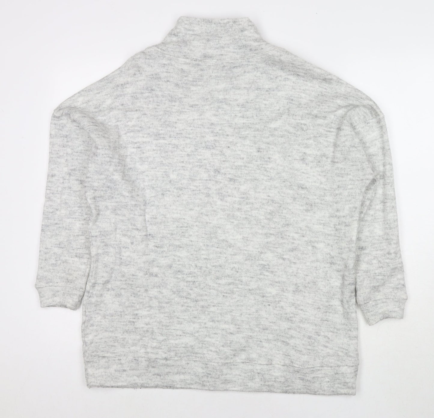 New Look Womens Grey Mock Neck Acrylic Pullover Jumper Size S