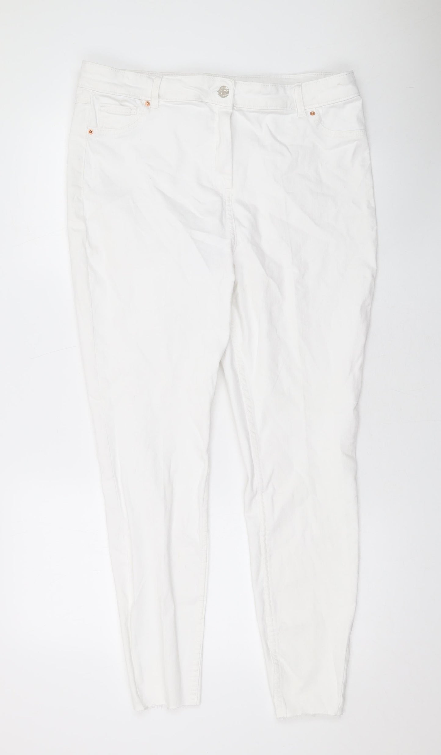 Papaya Womens White Cotton Skinny Jeans Size 18 L27 in Regular Zip