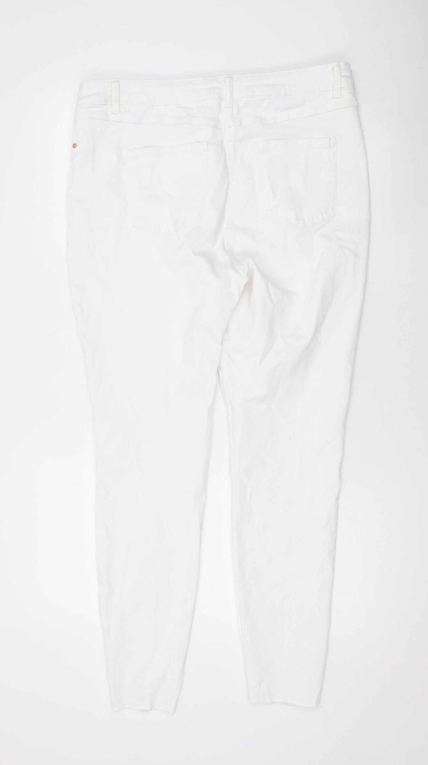 Papaya Womens White Cotton Skinny Jeans Size 18 L27 in Regular Zip