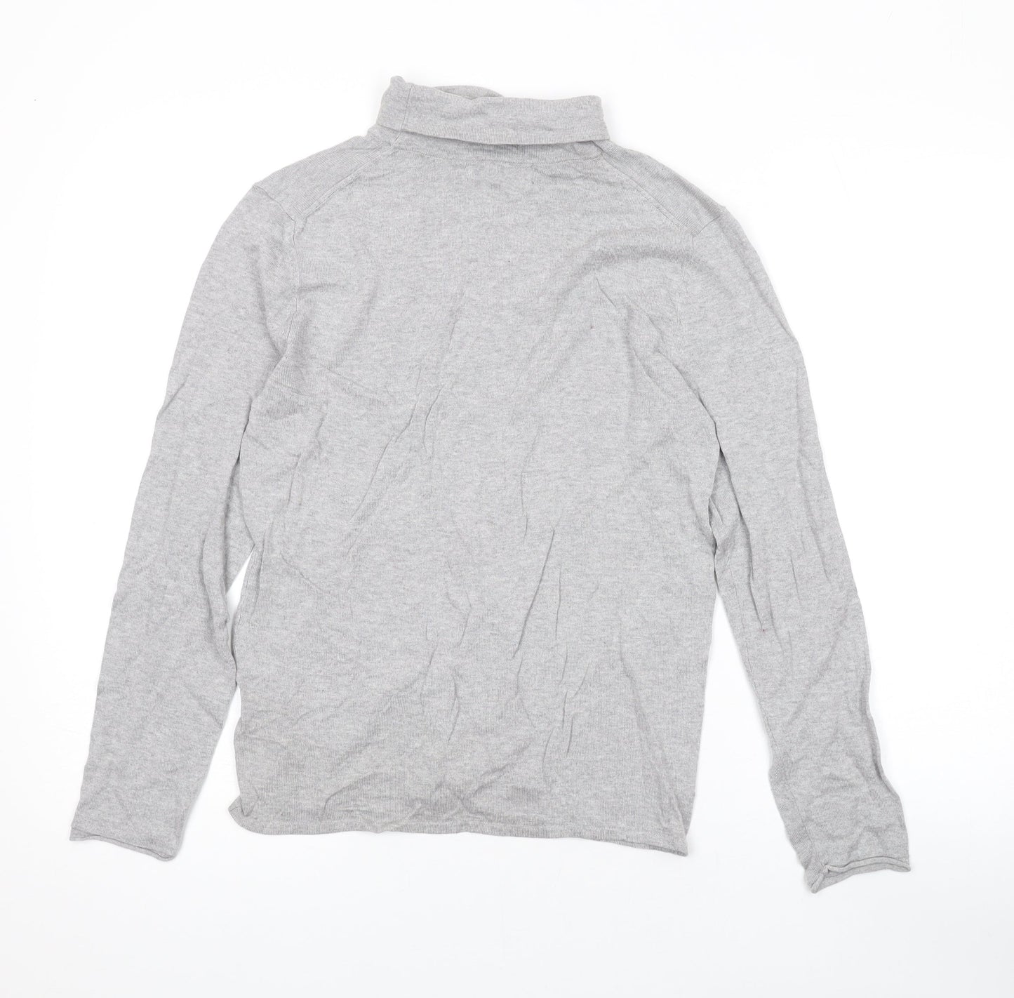 Marks and Spencer Womens Grey Roll Neck Cotton Pullover Jumper Size 12