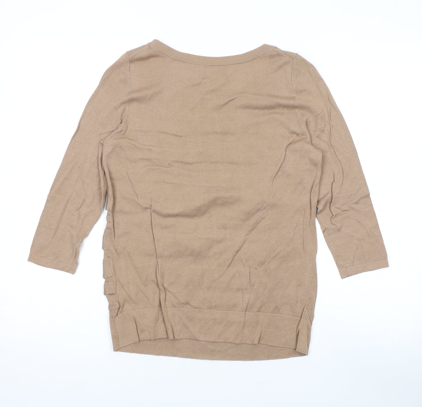 Pure Womens Brown Round Neck Silk Pullover Jumper Size 12